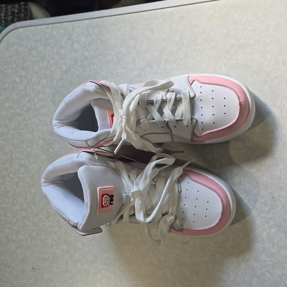 Red Rhino Brand HighTop Sneakers Pink and White NWT Size 1 - Picture 2 of 16